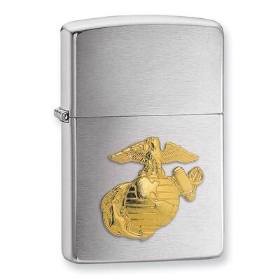Zippo U.S. Marines Emblem Brushed Chrome Lighter GL1073, MPN: GL1073, 41689105006