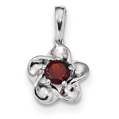 Floral Garnet Pendant Sterling Silver Rhodium-plated QBPD31JAN, MPN: QBPD31JAN, 883957181431