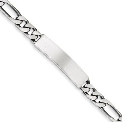 8 Inch Antiqued Figaro Link ID Bracelet Engravable Sterling Silver QID126-8, MPN: QID126-8, 8839575…