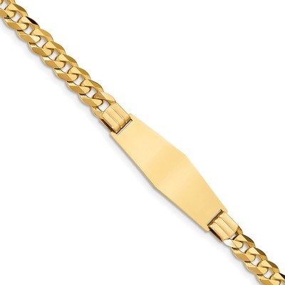 8 Inch Flat Curb Link Soft Diamond Shape ID Bracelet 14k Gold LID80C-8, MPN: LID80C-8, 883957590660