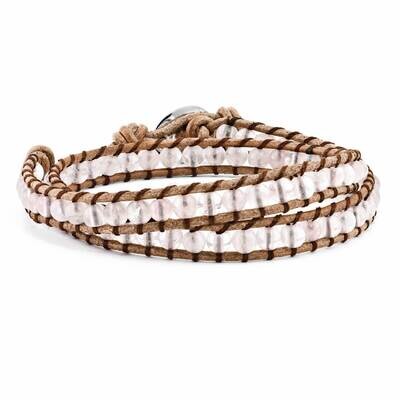 6mm Rose Quartz Beads Leather Cord Bracelet Multi Wrap BF2089, MPN: BF2089, 886774245140
