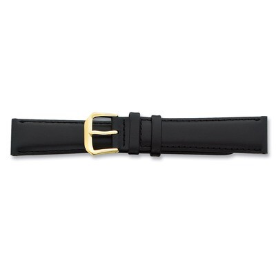 10mm Black Italian Leather Watch Band Silver-tone Buckle BAW18-10, MPN: BAW18-10, 602269625514