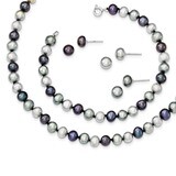 Cultured Pearl 18 Necklace 7.25 Brace &amp; 3pc Earring Set Sterling Silver QH4792SET, MPN: QH4792SET, …