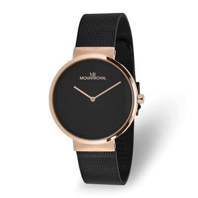 Mens Mountroyal Rose-Tone Black Dial Watch Stainless Steel XWA6398, MPN: XWA6398,
