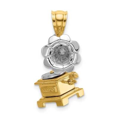 3-D Moveable Phonograph Charm 14k Gold Rhodium K9281, MPN: K9281, 637218092734