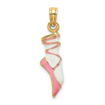 Enamel Ballet Shoe Charm 14k Gold 3-D K6857, MPN: K6857, 637218127399