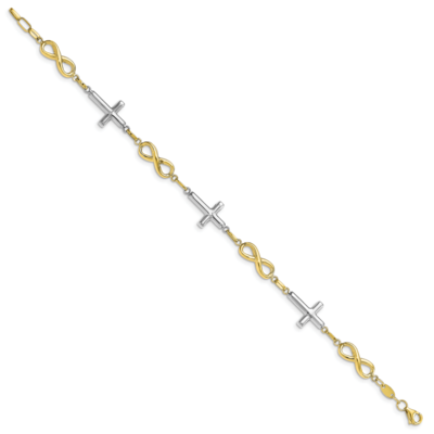 Leslie&#39;s Cross and Infinity Bracelet 10k Two-tone Gold Polished HB-10LF589-7.5, MPN: 10LF589-7.5, 1…