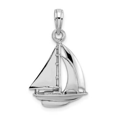 Polished 3-D Sailboat Charm 10k White Gold 10K9580W, MPN: 10K9580W,