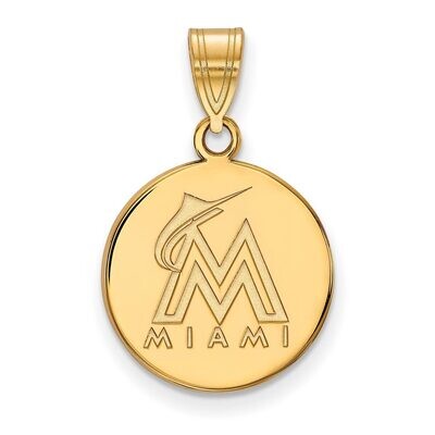 Miami Marlins Medium Disc Pendant Gold-plated Silver GP014MIN, MPN: GP014MIN, 886774917344