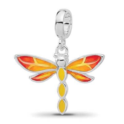 Enamel Dragonfly Dangle Bead Sterling Silver Rhodium-plated QRS4461, MPN: QRS4461,