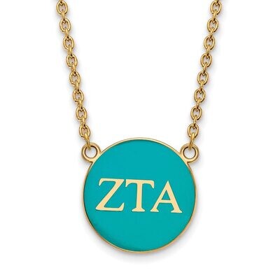 Zeta Tau Alpha Small Enameled Pendant with 18 Inch Chain Gold-plated Silver GP030ZTA-18, MPN: GP030…
