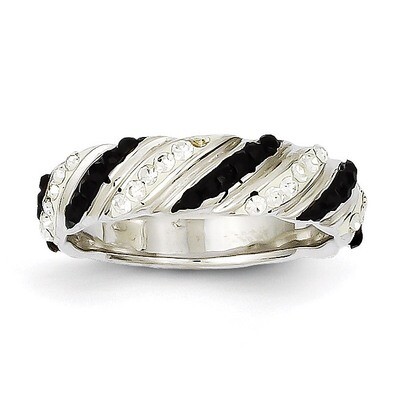 Sterling Silver Rhodium Plated Stellux Crystal Ring QR4183-7