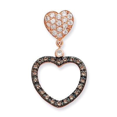 Clear and Black CZ Heart Slide Pendant Sterling Silver QP1877