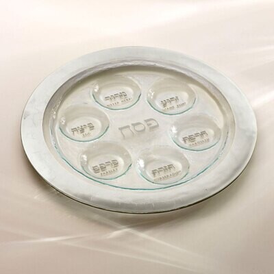 Annieglass Judaica Seder Plate 15 1/2 Inch - Platinum, MPN: J113P, UPC: