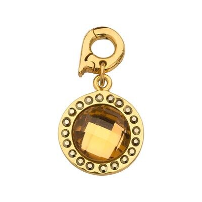 Nikki Lissoni Chic Bronze Mirror Glass Charm with Swarovski Crystals Gold-plated 15mm D1244GS, MPN:…