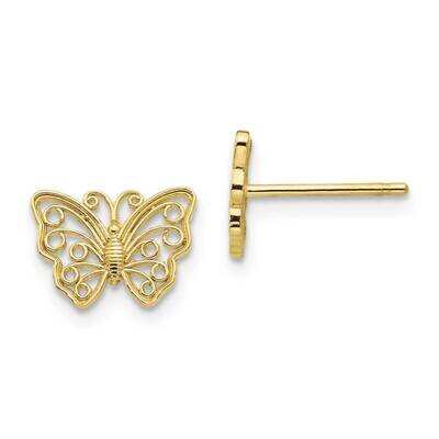 Butterfly Post Earrings 10k Gold 10K4418, MPN: 10K4418, 191101566615