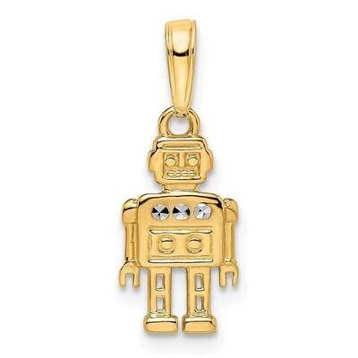 Diamond-Cut Robot Pendant 14k Gold with White Rhodium M2929, MPN: M2929, 196904096727