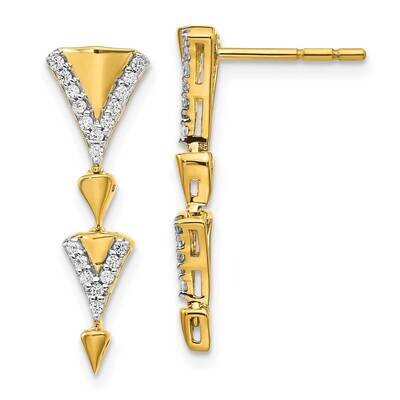 Fancy Post Dangle Earrings 14k Gold Diamond EM3901-020-YA, MPN: EM3901-020-YA, 883957258652