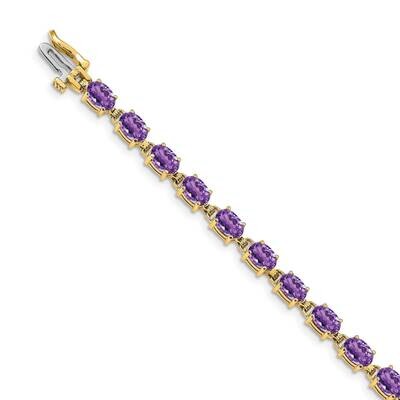 6x4mm Oval Amethyst bracelet 14k Gold BM4500-AM-Y, MPN: BM4500-AM-Y, 883957078519