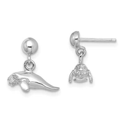 Polished Mini Manatee Dangle Earrings 14k White Gold 3-D TE845W, MPN: TE845W, 883957983592