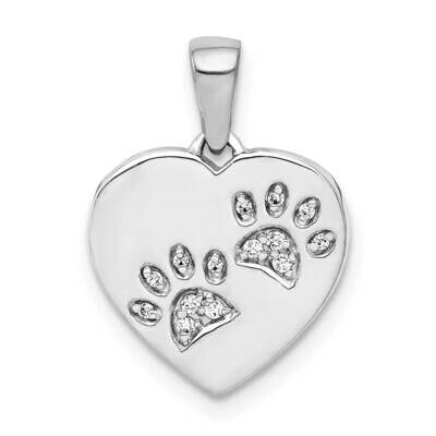 Paw Prints Heart Pendant 14k White Gold Diamond PM4128-005-WA, MPN: PM4128-005-WA, 883957509228