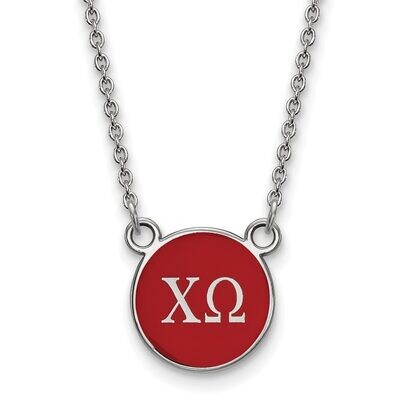 Chi Omega Extra Small Enameled Pendant with 18 Inch Chain Sterling Silver SS029CHO-18, MPN: SS029CH…