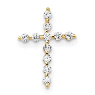 Cross Pendant Chain Slide 14k Gold CZ Diamond YC1403, MPN: YC1403, 191101902413