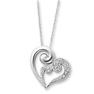 A Mothers Journey 18 Inch Heart Necklace Sterling Silver with Diamonds QSX233, MPN: QSX233, 8839577…