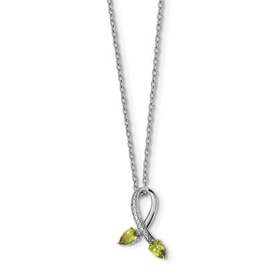 Peridot Diamond Necklace Sterling Silver &amp; 14k Gold QG2734-18, MPN: QG2734-18, 685146726191