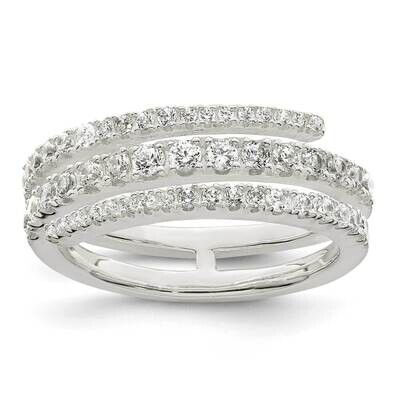 Wrap Ring Sterling Silver Cz Diamond QR7245, MPN: QR7245,