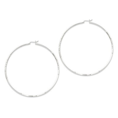 Satin Hoop Earrings Sterling Silver Rhodium-plated Polished QE4428, MPN: QE4428, 883957930480