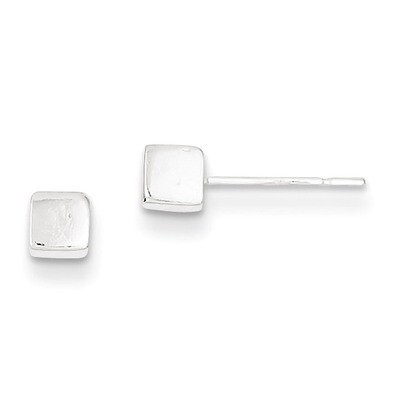 4mm Square Earrings Sterling Silver Polished QE1837, MPN: QE1837, 883957923048
