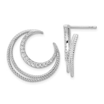 CZ Diamond Fancy Post Earrings Sterling Silver Rhodium-Plated QE15634, MPN: QE15634, 196904154007