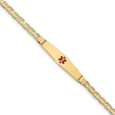 8 Inch Medical Soft Diamond Shape Red Enamel Anchor Link ID Bracelet 14k Gold XM569CC-8, MPN: XM569…