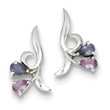 Amethyst Iolite Post Earrings Sterling Silver Polished QE9420, MPN: QE9420, 883957547343