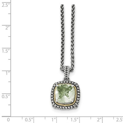 Green Quartz Necklace Sterling Silver &amp; 14k Gold QTC1486, MPN: QTC1486, 191101466762