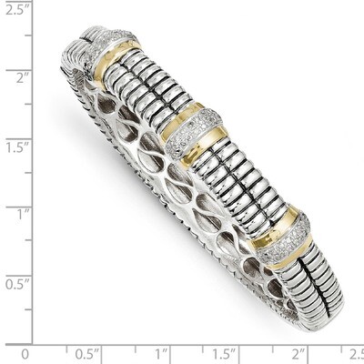 1/4ct. Diamond Bangle Bracelet Sterling Silver &amp; 14k Gold QTC114, MPN: QTC114, 742323127254