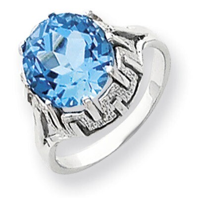 10mm Blue Topaz Checker Ring 14k white Gold Y4515BC, MPN: Y4515BC, 883957440187