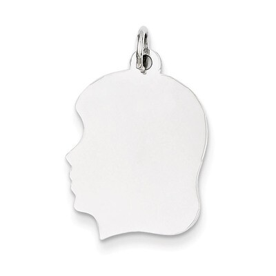 Plain Medium Facing Left Engravable Girl Charm 14k White Gold XWM62/27, MPN: XWM62/27, 883957422978