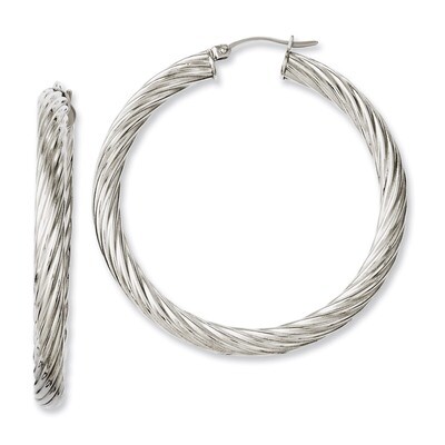 Textured Hollow Hoop Earrings - Stainless Steel SRE655 by Chisel, MPN: SRE655, 191101075933