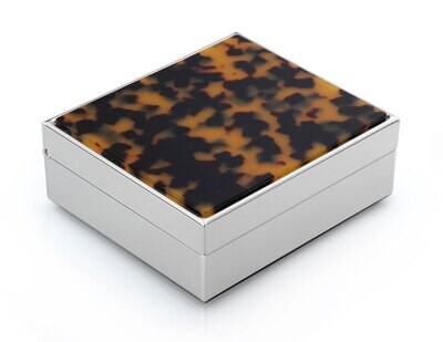 Addison Ross 4 Inch Faux Tortoise Box Silver Silver BX1001, MPN: BX1001, UPC/EAN: 5024043188445