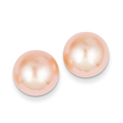 11-12mm Pink Button Cultured Pearl Stud Earrings 14k Gold X110BPI, MPN: X110BPI, 191101432910