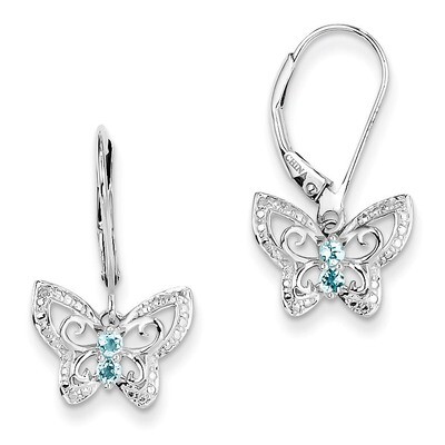 Blue Topaz &amp; Diamond Earrings Sterling Silver QE10273BT, MPN: QE10273BT, 883957599762