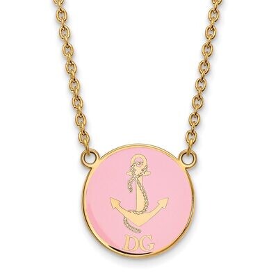 Delta Gamma Small Enameled Pendant with 18 Inch Chain Gold-plated Silver GP043DG-18, MPN: GP043DG-1…