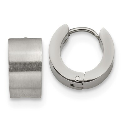 7.0mm Hinged Hoop Earrings Stainless Steel Brushed and Polished SRE1227 by Chisel, MPN: SRE1227, 19…