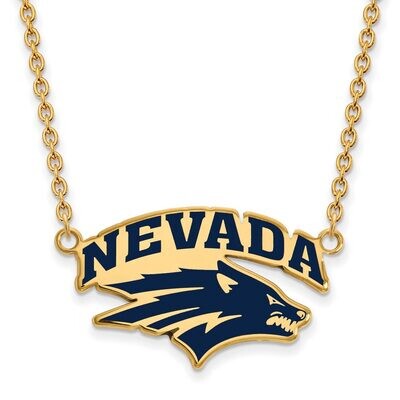 University of Nevada Large Enamel Pendant with Chain Necklace Gold-plated Silver GP010UNR-18, MPN: …