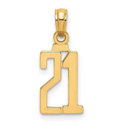 21 Block Style Charm 14k Gold NU21, MPN: NU21, 637218101221