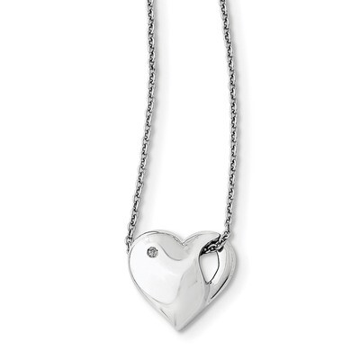 .01Ct. Diamond Heart Necklace Sterling Silver QW289-18, MPN: QW289-18, 883957316444