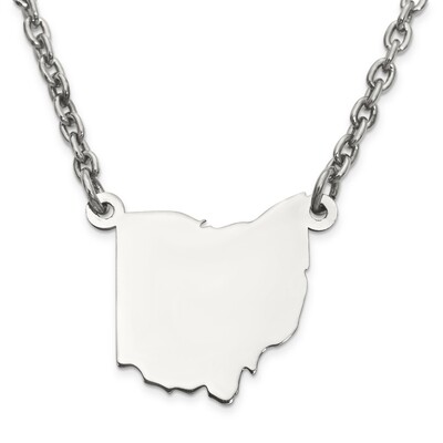 Ohio State Pendant Necklace with Chain 14k White Gold Engravable XNA706W-OH, MPN: XNA706W-OH, 88677…