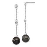 Majestik Rhodium Plated 10-11mm Black Imitat Shell Pearl Cz Earrings Sterling Silver QMJE127B, MPN:…